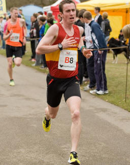 Andrew Connick storms the finish slope having gained eleven places.